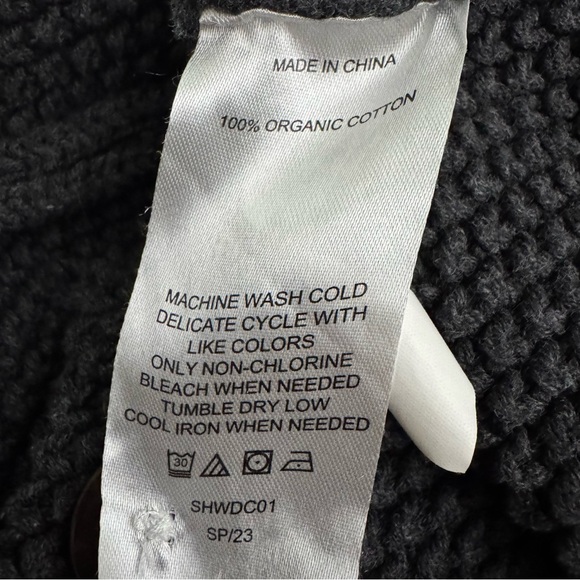 Quince 100% Organic Cotton Oversized Cable Cardigan Sweater Charcoal Gray XL - Picture 13 of 14